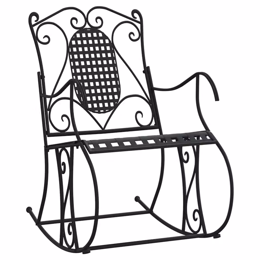 Berkfield Home Classic Rocking Bench in Black Matt Steel – 2