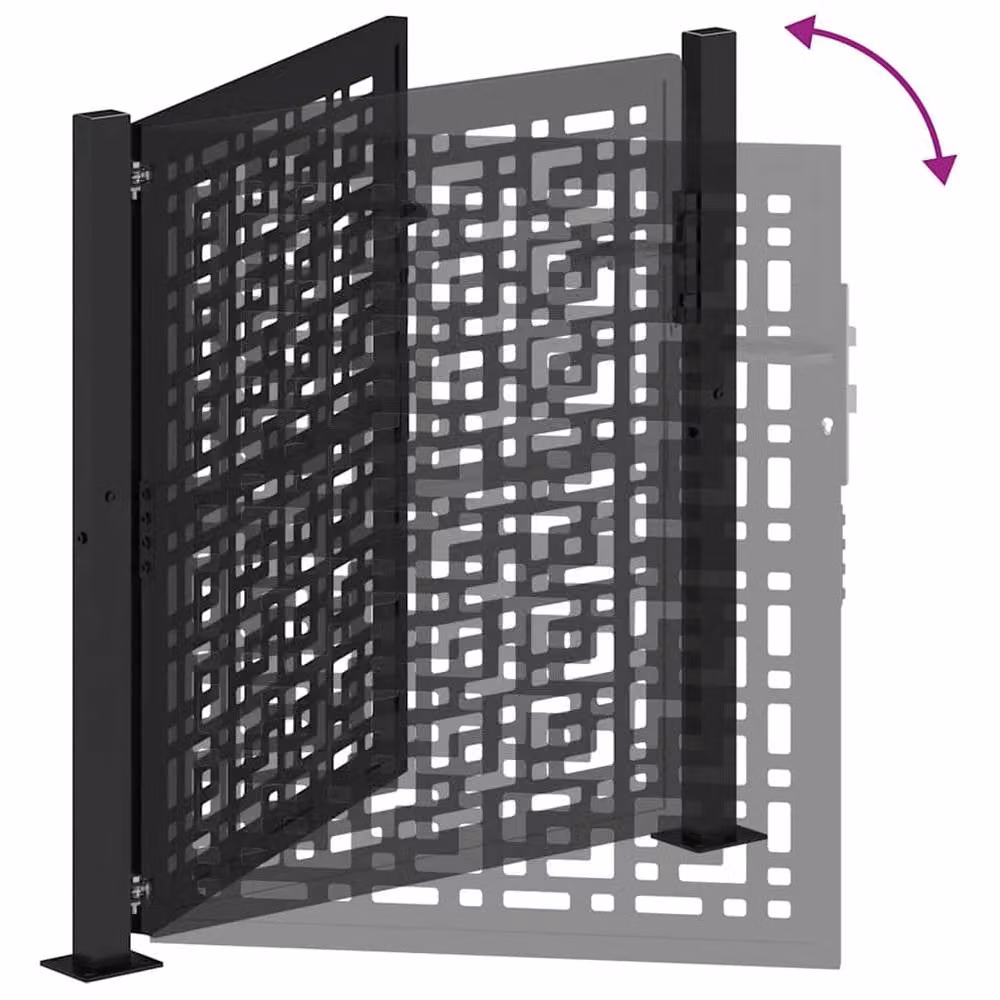 Berkfield Black Steel Garden Gate with Cross Design W: 105 cm, H: 106 cm – 6