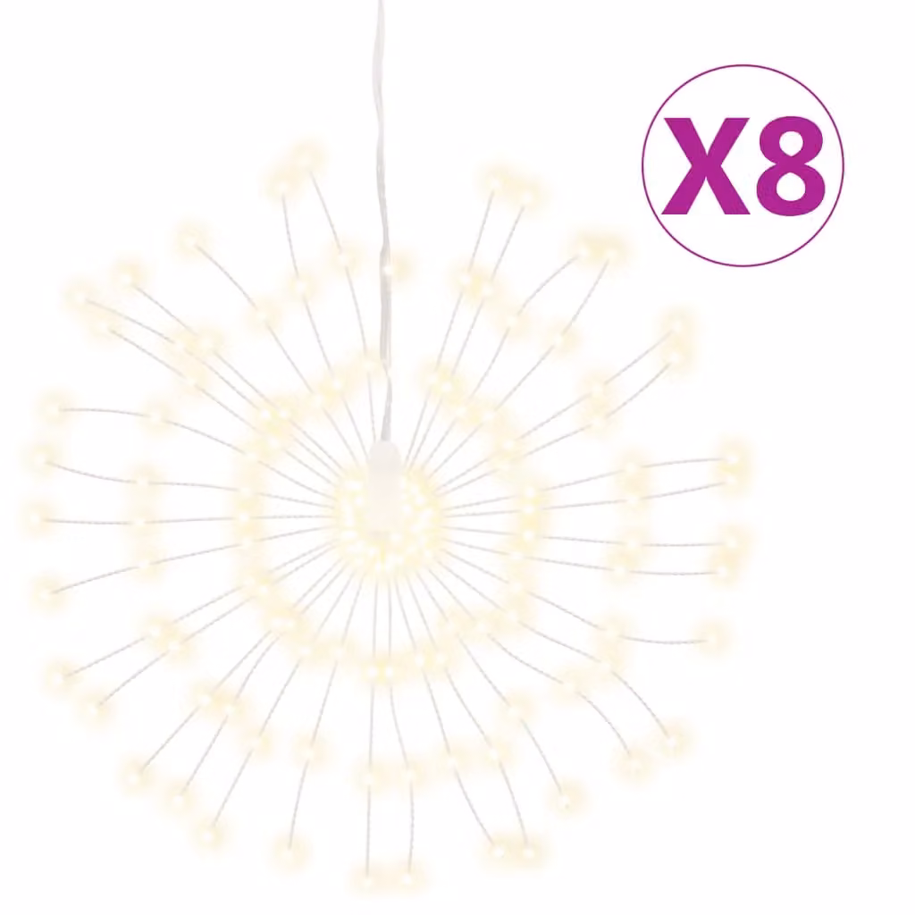 Berkfield Home Christmas Starburst LED Lights, 8 Pack, Warm White, 140 LEDs, 17 cm – 2