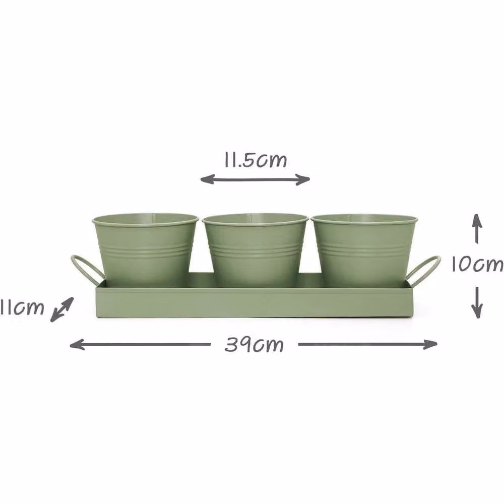 Kelvenix Green Steel Indoor Herb Planter Tray for Kitchen Windowsills – 2