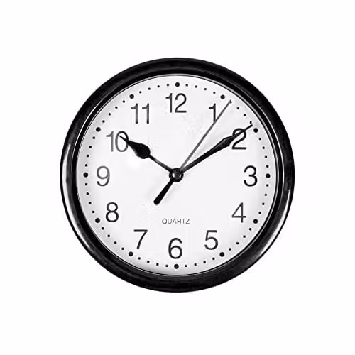 OHS Basic Round Analogue Quartz Wall Clock in Black and White, Diameter: 14 cm
