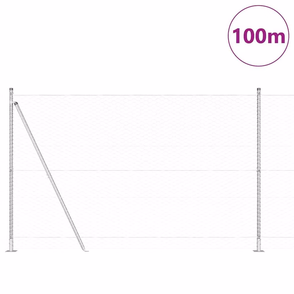 Berkfield Home Silver Galvanised Steel Hexagon Wire Mesh Fence, H: 1.5 m x W: 100 m – 2