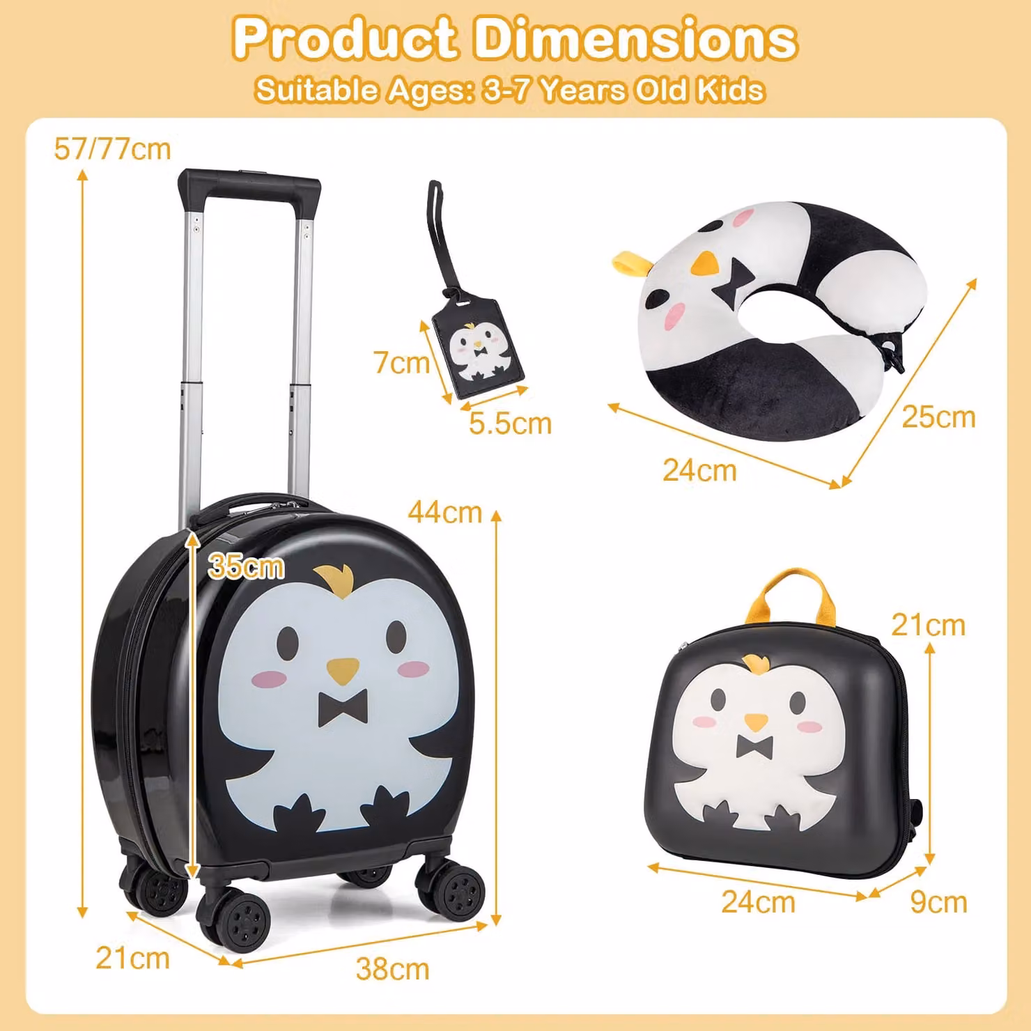 Costway 4 Piece Luggage Set in Black – 4