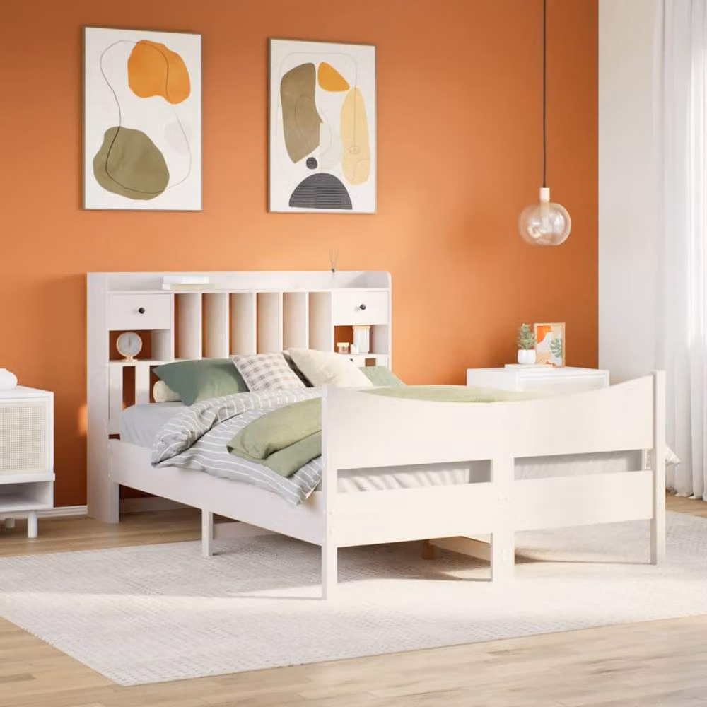 Berkfield Home Durable Solid Wood Pine Bed Frame in White, W/D/H: 160 x 200 cm – 2