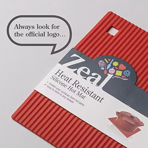 Zeal Red Silicone Square Non-Slip Trivet Mat, W/D: 22 x 22 cm – 6