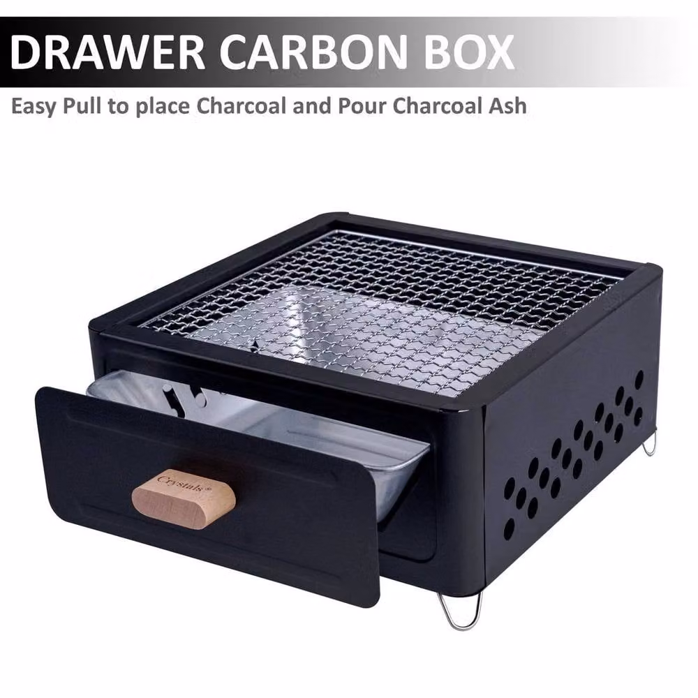 EONLION Portable Folding Charcoal Tabletop BBQ Grill in Black, Width: 100 cm – 3