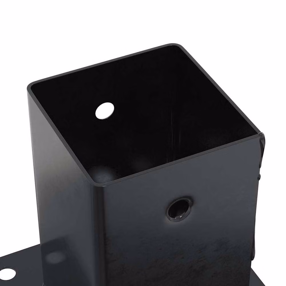 Berkfield Home Square Post Bases, 4 Pack, Anthracite Black, Powder-coated Galvanised Steel, 91 x 91 mm – 4