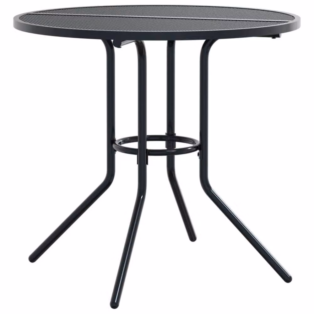 Berkfield Home Round Patio Table in Anthracite Grey, Powder-coated Steel, Diameter: 80 cm, Height: 72.5 cm – 2