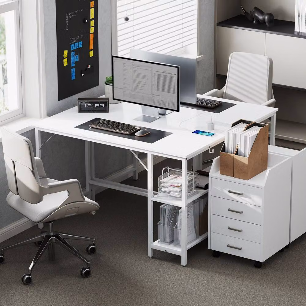 Wyld Haus Vima White Modern Home Office and Gaming Desk, W: 120 cm, D: 60 cm, H: 75 cm – 7