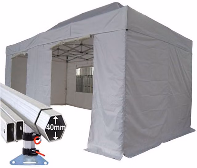 Crocodile Trading Ltd Extreme 40 Instant Pop Up Gazebo, White, W: 6 x D: 3 m, H: 3 m