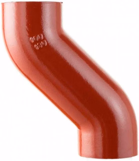 Halifax Cast Iron Soil Offset Bend, Red, Projection: 130 mm, Diameter: 100 mm