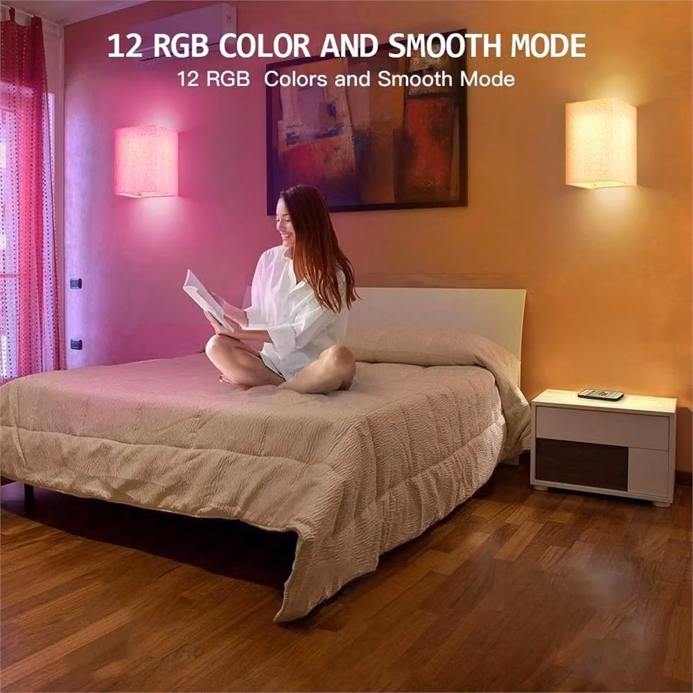 Nordara Set of 2 Multicolour RGB LED Wall Lights with Remote Control and Timer, Rechargeable Battery Operated Modern Up and Down Sconces, White – 3