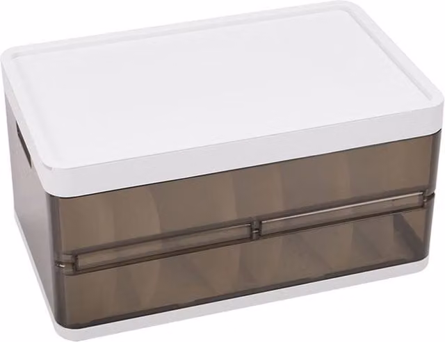 Garden Sanctuary Folding Clothes Organiser Wardrobe Drawer Storage Box with Dividers, Brown and Transparent, W/D/H: 40.0 x 20.0 x 15.0 cm – 1