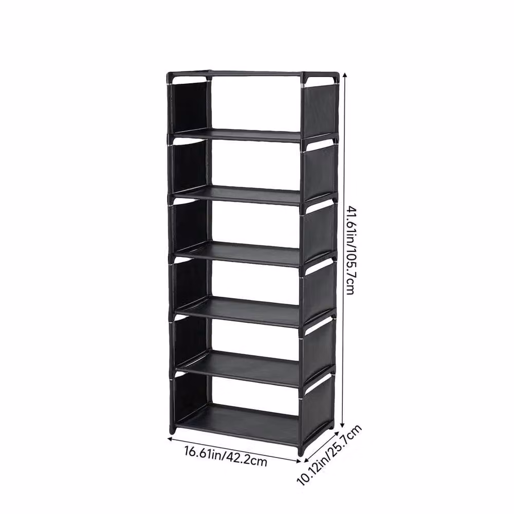 KORVIXA Black 7-Tier Narrow Shoe Rack with Adjustable Shelves, W/D/H: 42.2 x 25.7 x 105.7 cm – 2