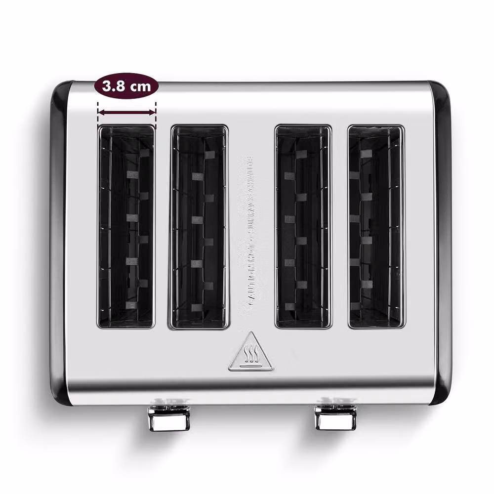 Cusimax 4 Slice Toaster with Extra-Wide Slots and 6 Browning Levels in Black Stainless Steel – 3