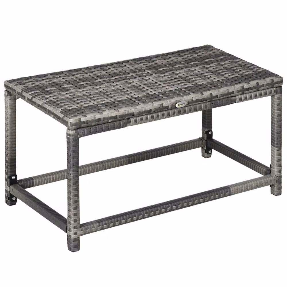 Wyld Haus Vemiro Mixed Grey Rattan Rectangular Outdoor Coffee Table with Steel Frame W/D/H: 80 x 40 x 43 cm – 2