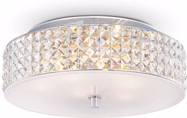 Ideal Lux Roma 6 Light Flush Ceiling Light in Chrome and Grey with Crystal Glass