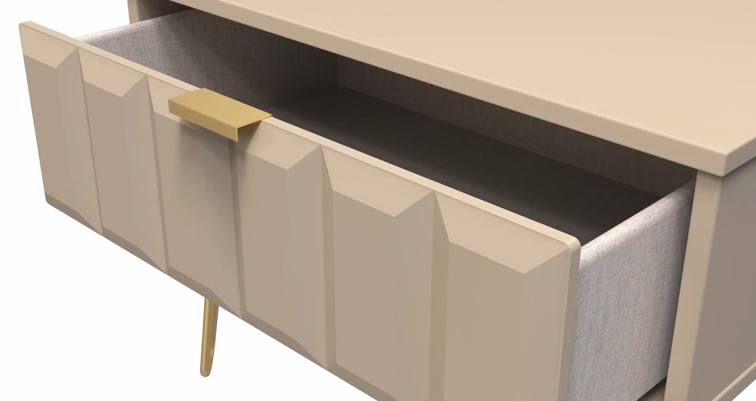 2 U Metro Wide Side Table with 1 Drawer in Light Brown and Gold – 2
