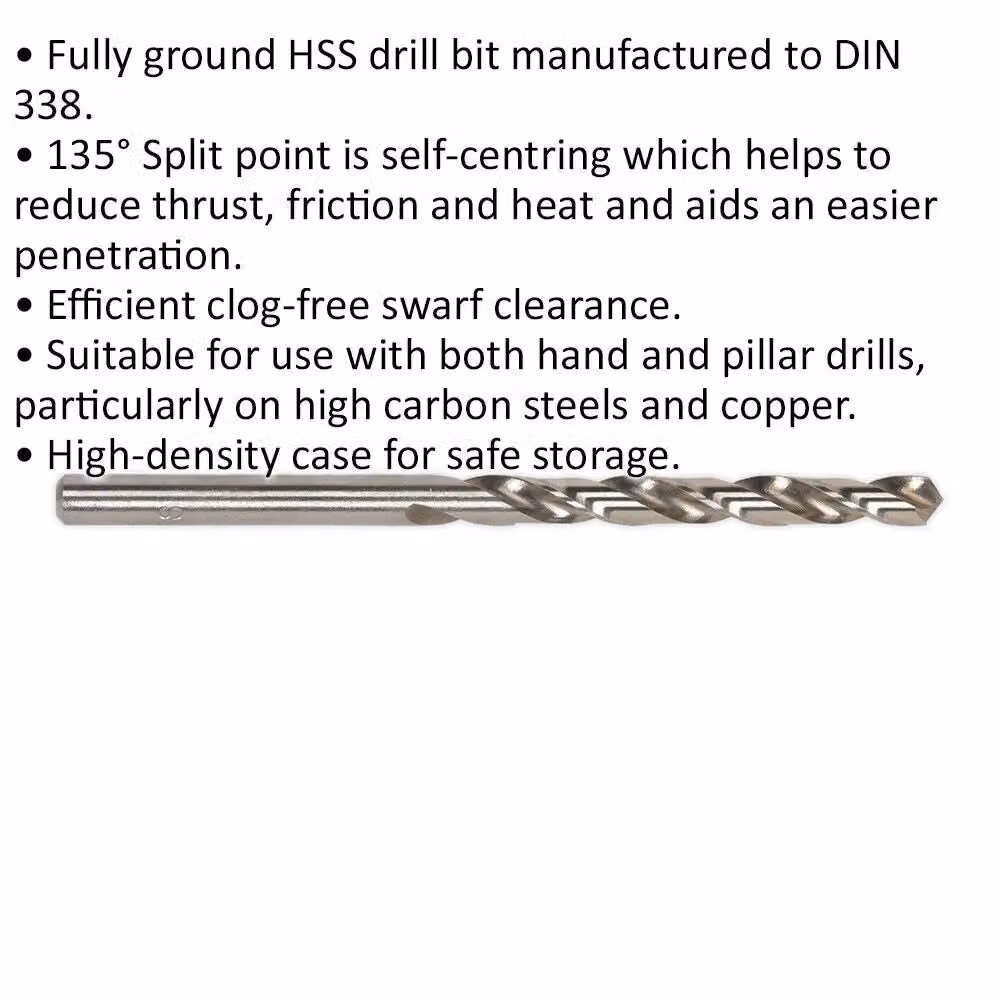 Loops 10 Pack Silver Fully Ground HSS Twist Drill Bits, 2 x 50mm – 2