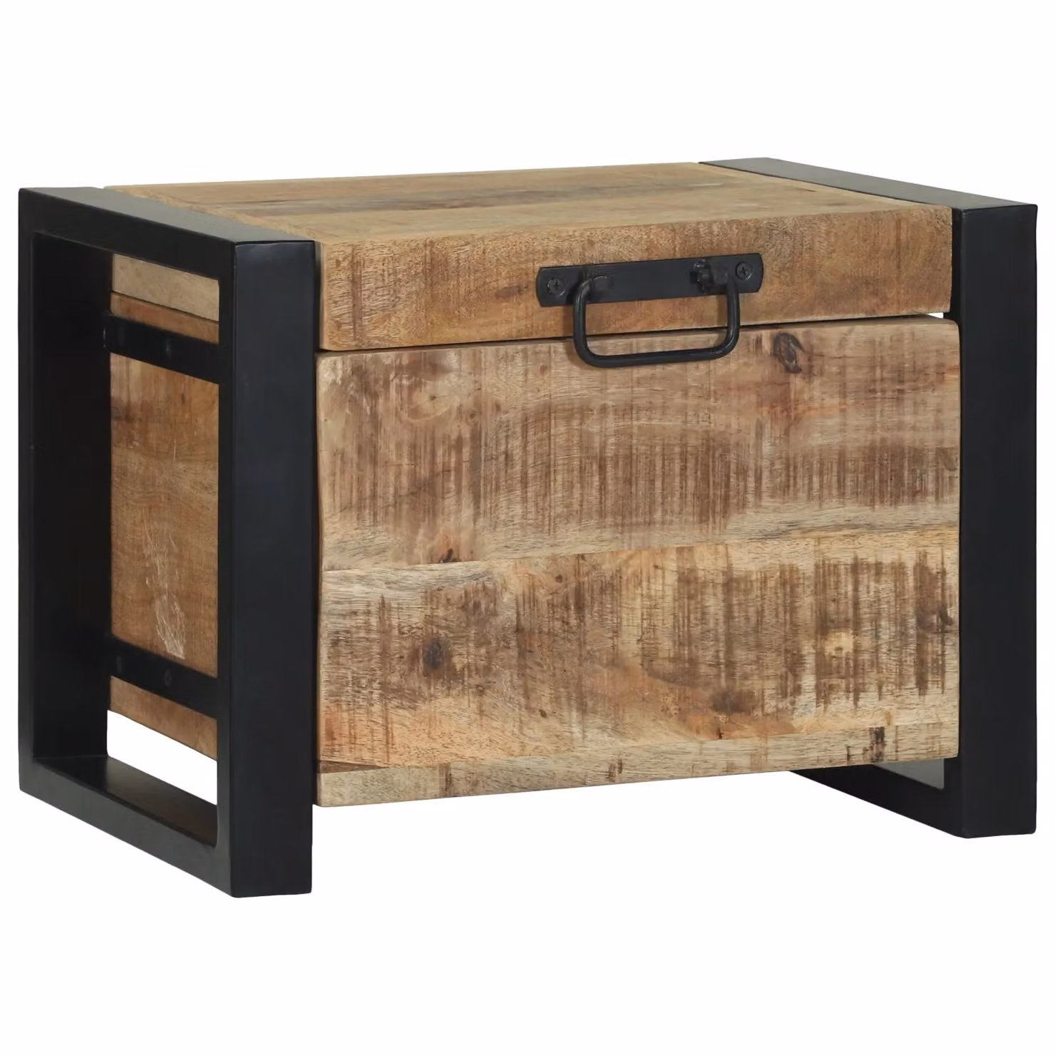 Berkfield Home Rustic Brown Solid Mango Wood and Metal Storage Chest, W/D/H: 40 x 30 x 30 cm – 2