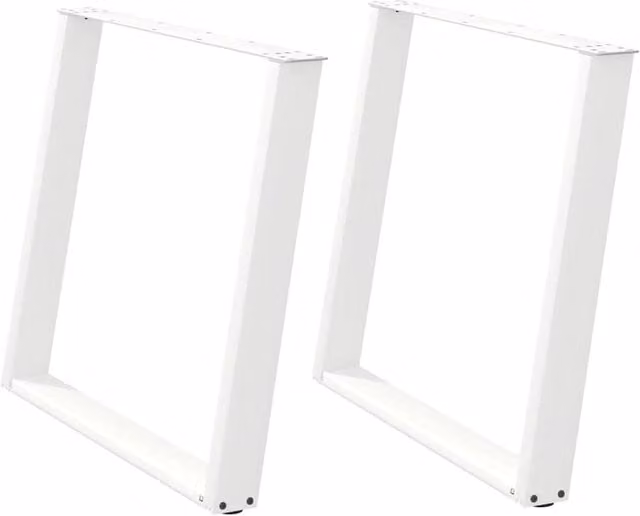 Berkfield Home vidXL U-Shaped Dining Table Legs, 2 Piece Set, White Steel, Height: 72-73 cm, Width: 100 cm