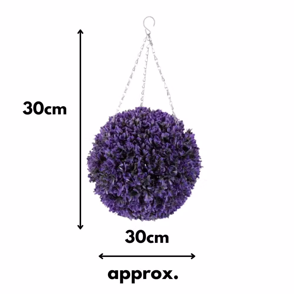 Marco Paul Hanging Artificial Round Topiary Ball in Purple, Diameter: 30 cm – 2