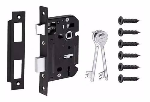 Golden Grace 3 Lever Mortise Sash Lock in Black with 2 Keys