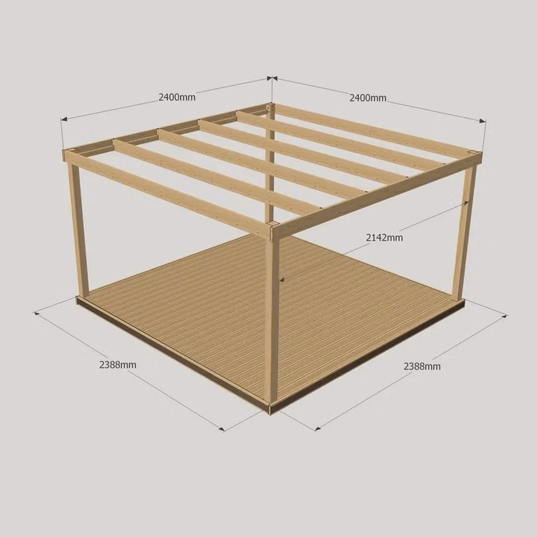 Rutland County Garden Furniture Ltd Box Pergola and Decking Kit in Wood and Galvanised Steel, Rustic Brown and Light Green, W: 240 cm, D: 240 cm, H: 240 cm – 3