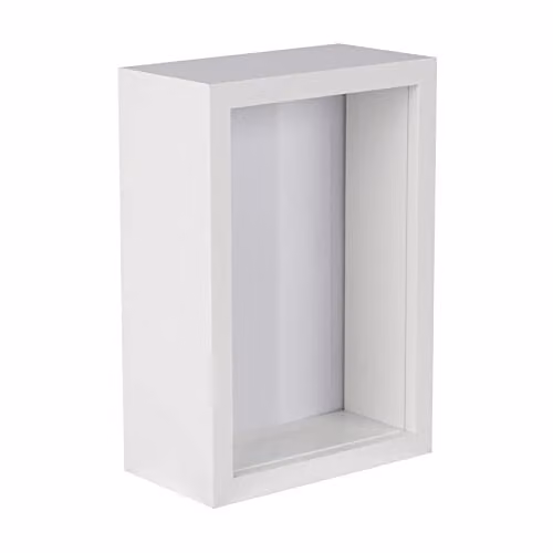 Nicola Spring Modern 3D Deep Shadow Box Photo Frame, White, W/D/H: 15.24 x 10.16 x 2.54 cm