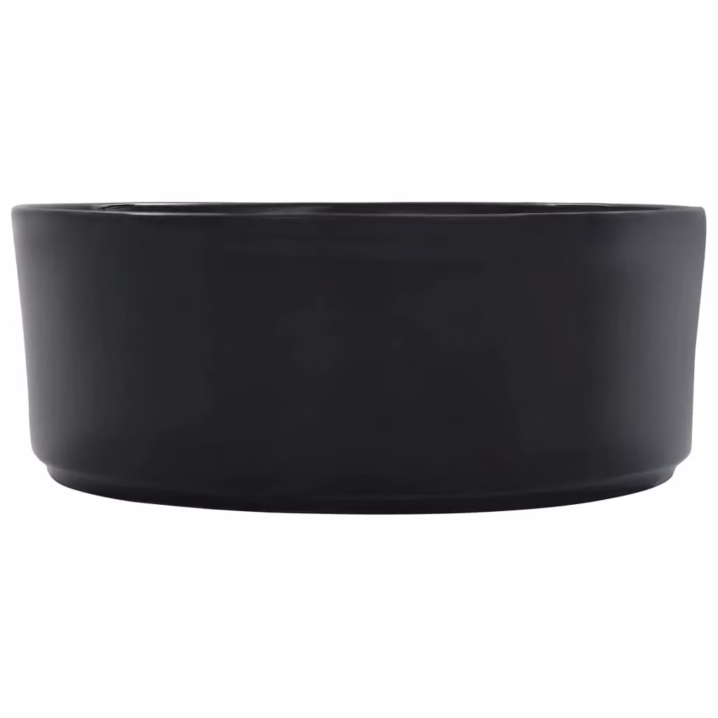 Berkfield Home Round Ceramic Countertop Wash Basin, Black, W: 36 cm, D: 14 cm – 2