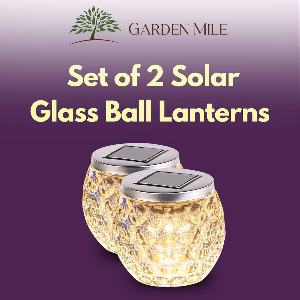 Marco Paul 2 Pack Warm White Dimpled Glass Solar LED Garden Lanterns in Transparent – 3