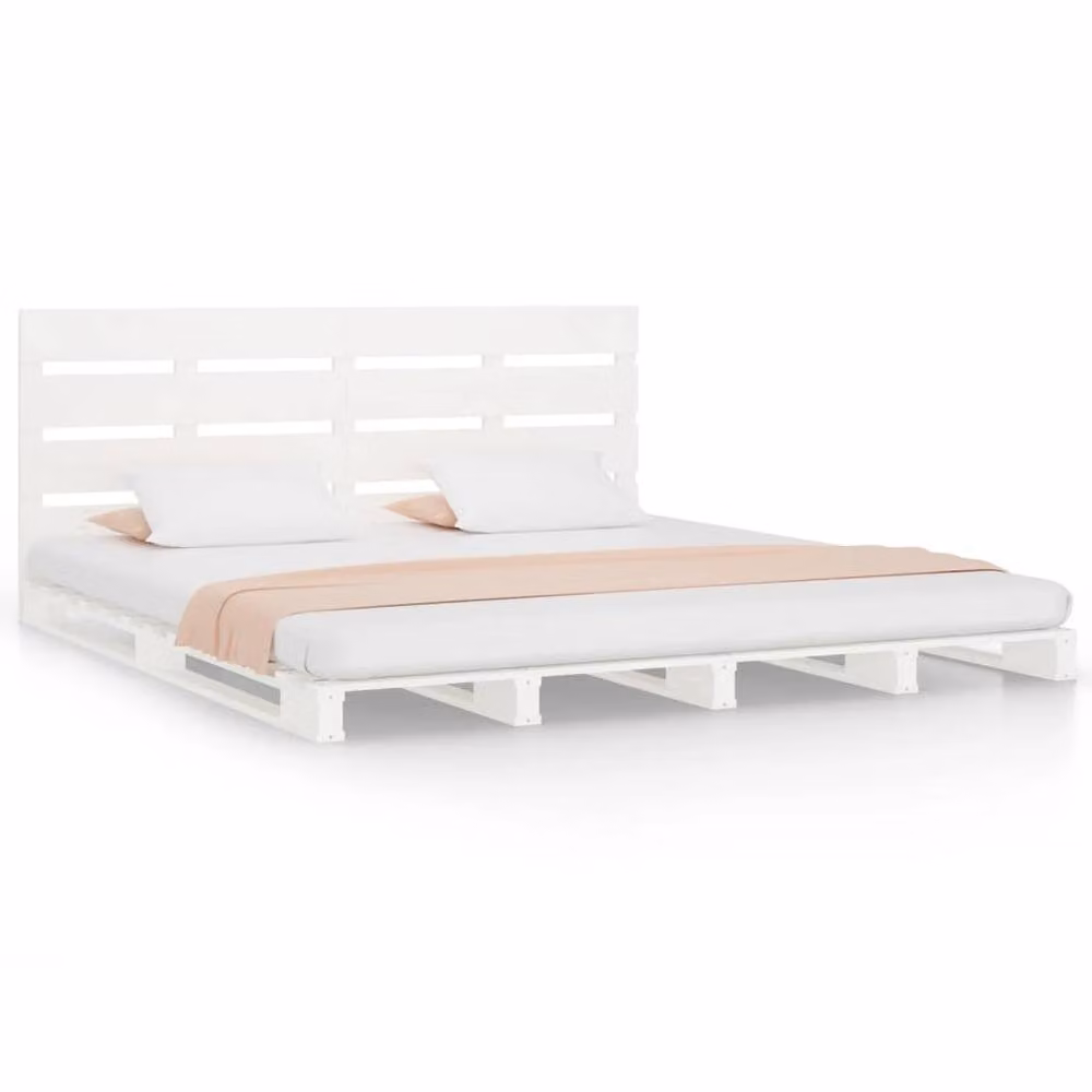 Berkfield Home Beautiful Bed Frame in White Solid Pine, W: 160 cm, D: 200 cm – 2