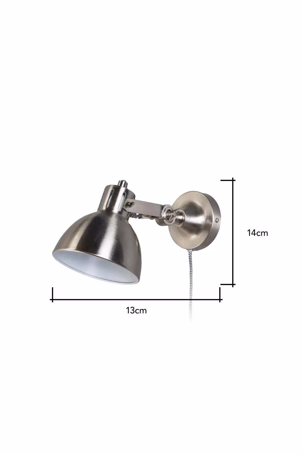 BHS Lighting Daria Adjustable Plug In Metal Wall Light in Silver – 2