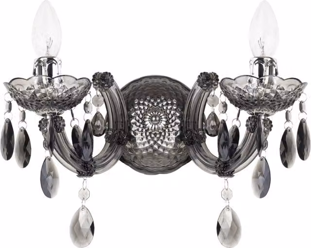 Litecraft Marie Therese 2 Arm Wall Light with LEDs in Grey Glass