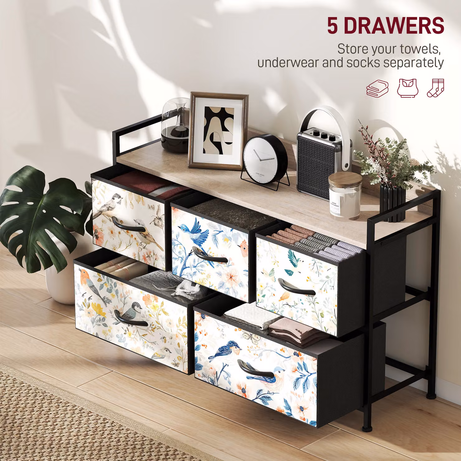 HOMCOM Modern 5-Drawer Chest of Drawers in White – 4