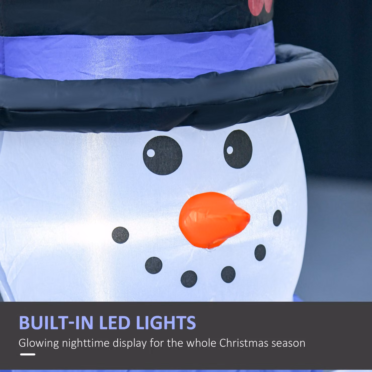 HOMCOM Inflatable Christmas Snowman Family Outdoor Decoration with LED Lights in Blue and White – 3