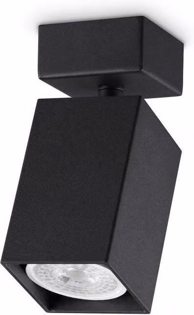 Netlighting Dynamite Square Single Ceiling Spotlight in Black with 1x GU10 Socket