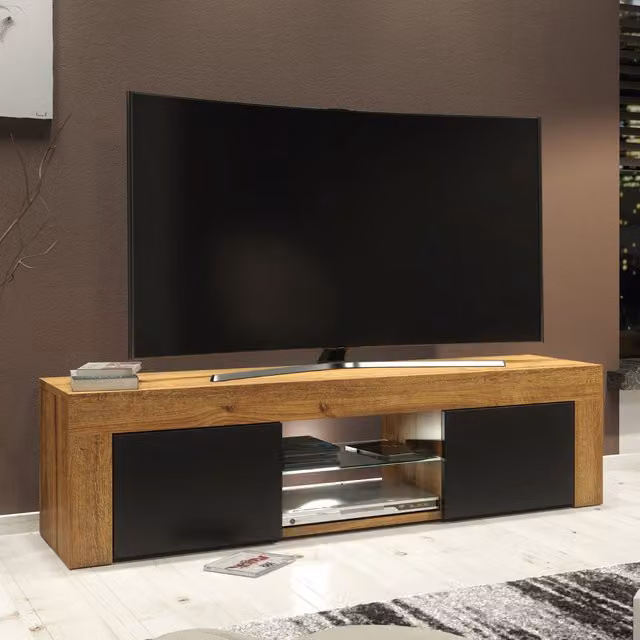 Creative Furniture Loom TV Unit in Brown with Matte Finish, W: 130 cm, D: 35 cm, H: 35 cm