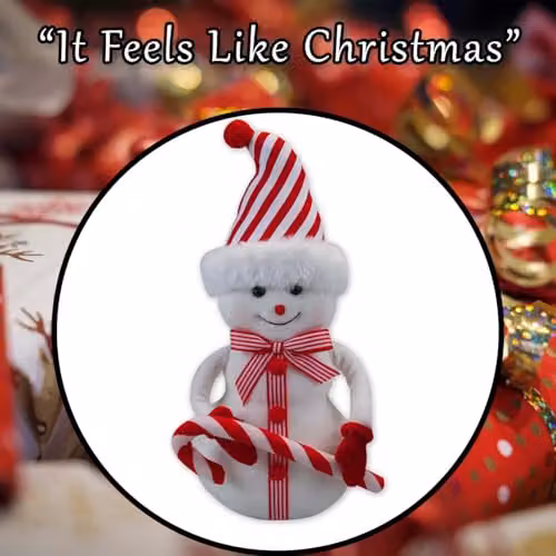 VFM e-Store Christmas Snowman Tabletop Decoration, White and Red, H 32 cm x W 13 cm – 7