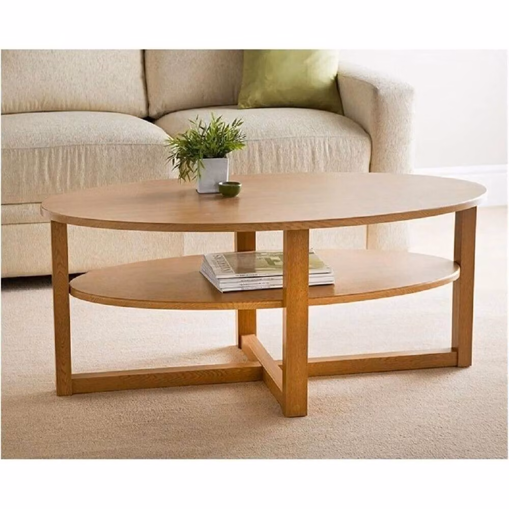 Kelvenix Modern Oval Coffee Table in Light Oak Effect – 2