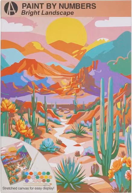 Art Studio Bright Landscape Paint By Numbers Kit, Multicolour