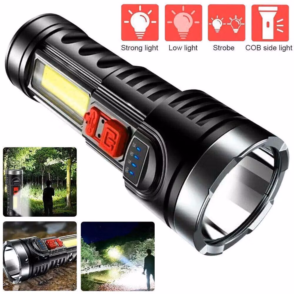 NESTLUNE Super Bright LED Flashlight Torch with USB Charging in Black – 2