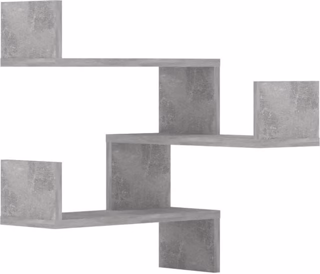 Berkfield Home Wall Mounted Corner Shelf Set of 2 in Concrete Grey, W/D/H: 40 x 40 x 50 cm