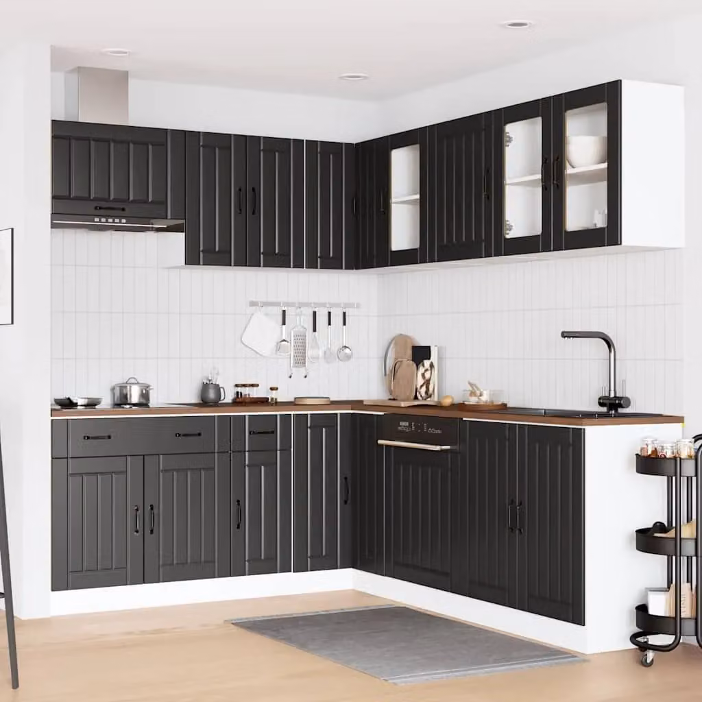 Berkfield Home Lucca 11 Piece Modern Black Matt Kitchen Cabinet Set in Engineered Wood – 2