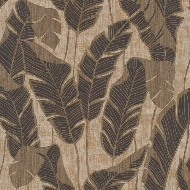 I Love Wallpaper Midnight Leaves Botanical Floral Wallpaper in Brown and Beige