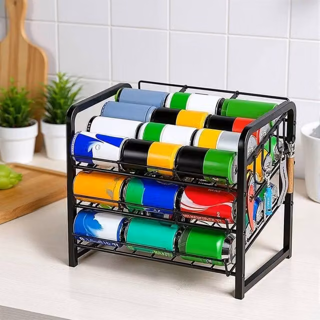 EONLION 3-Tier Metal Can Storage Rack and Organizer Holder, Black, Height: 100 cm – 1