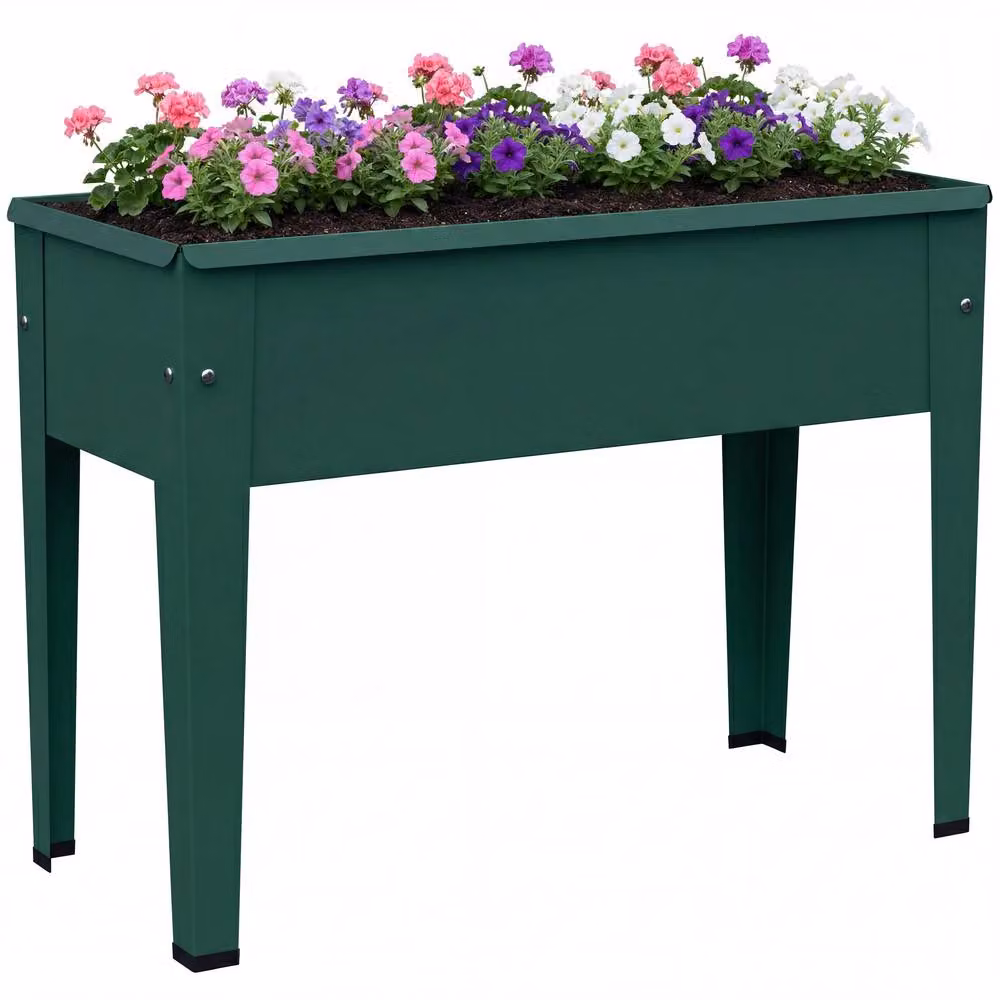 OUTSUNNY Metal Raised Garden Bed on Legs with Drainage Hole, Green, W/D/H: 60 x 45 x 27 cm – 2