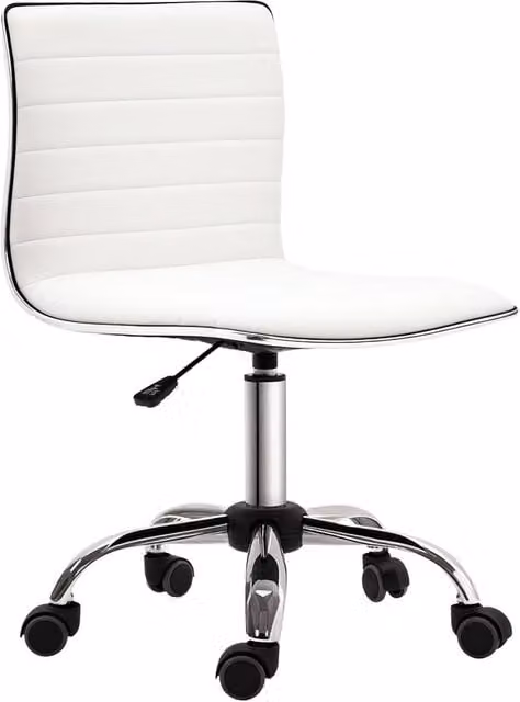 Rolipo Armless Faux Leather Swivel Office Chair in White