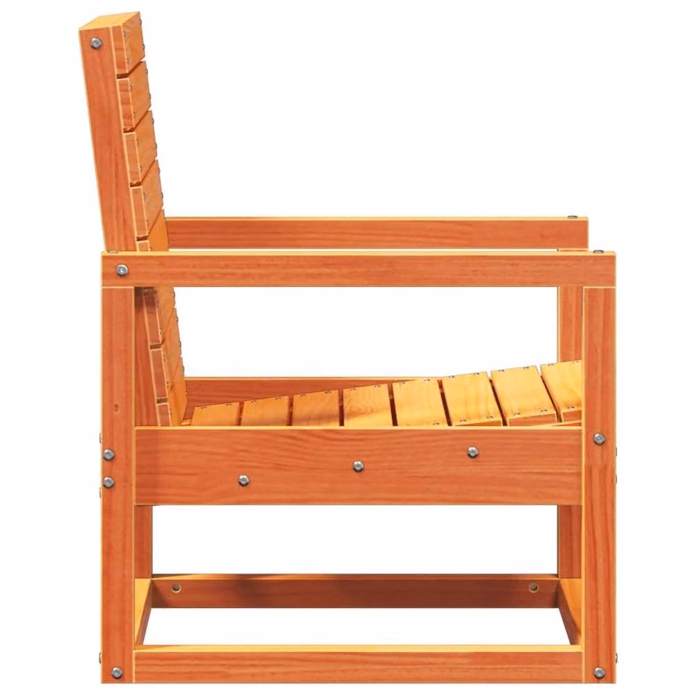 Berkfield Home Rustic Waxed Brown Solid Pine Garden Chair W: 57.5 cm, D: 63 cm, H: 76 cm – 4