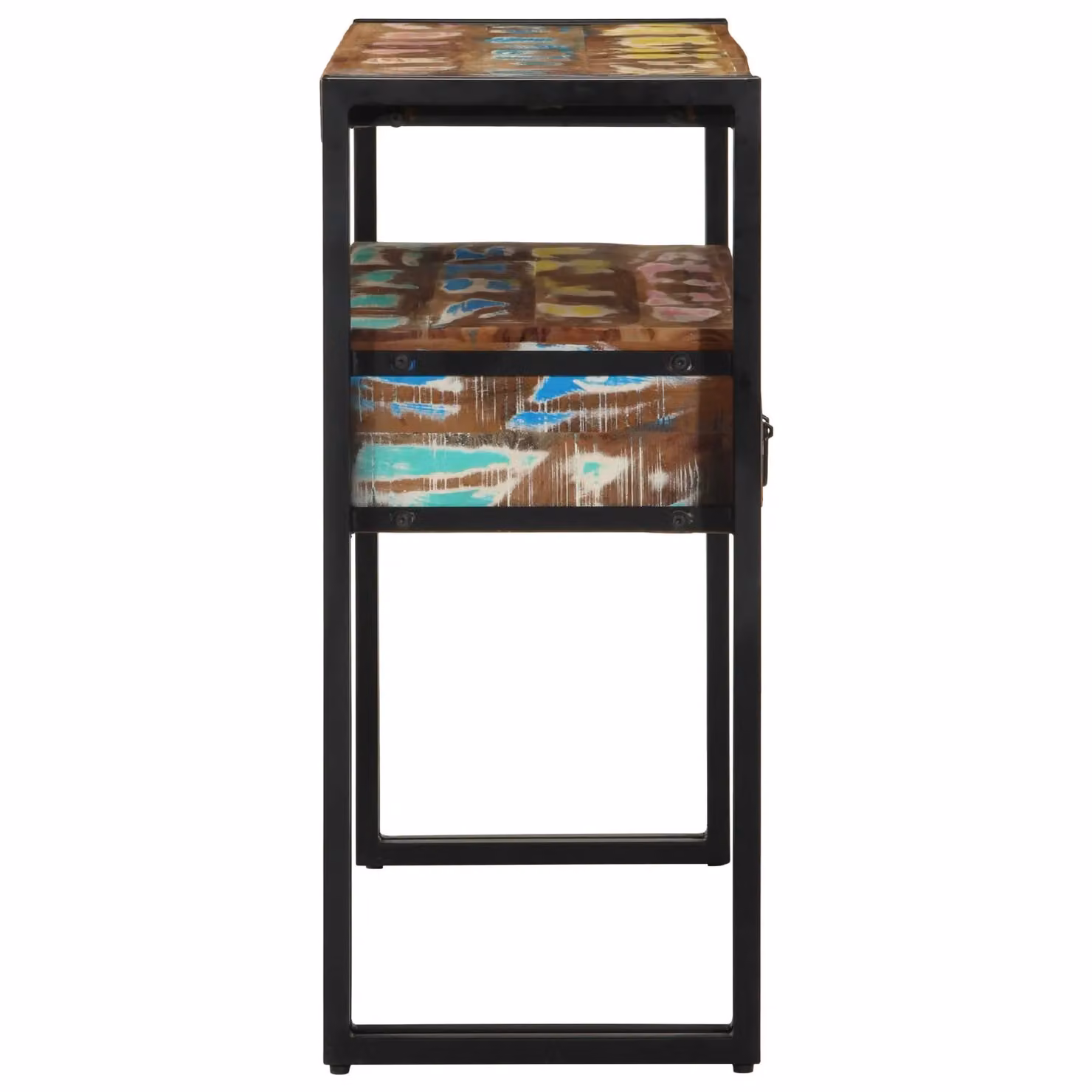 Berkfield Home Multicolour Nested End Tables in Brown, Made from Solid Reclaimed Wood and Metal, W/D/H: 90 x 33 x 75 cm – 3